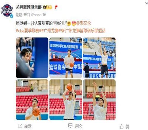 广州龙狮更新夏联动态：捕捉到一只认真观赛的“帅伦儿”