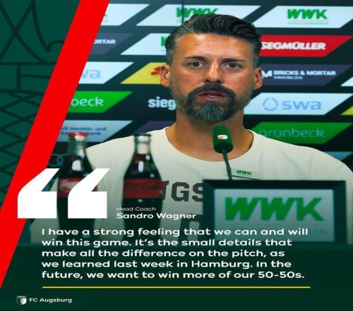 奥格斯堡主帅：这轮包赢，不能再和对面五五开了