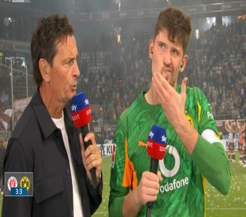 被圣保利扳平比分，赛后采访时多特门将科贝尔被球迷扔纸团