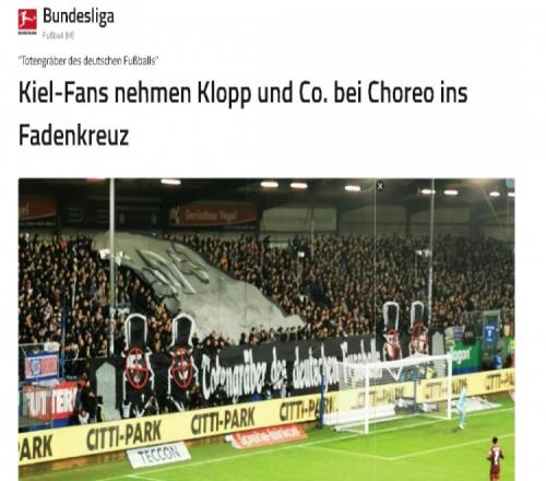 德媒:基尔球迷在主场展示横幅,表达对克洛普等人的不满 德媒:基尔球迷在主场展示横幅,表达对克洛普等人的不满