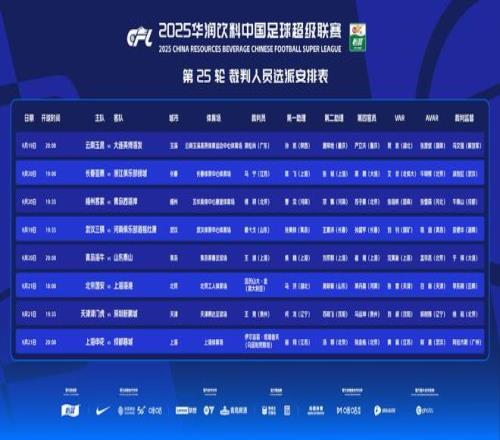 中超官方：两位外籍主裁执法国安vs海港、申花vs蓉城争冠焦点战