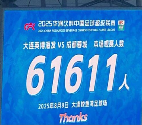 本轮两场中超观赛人数冲进top10，英博61611人位列第3