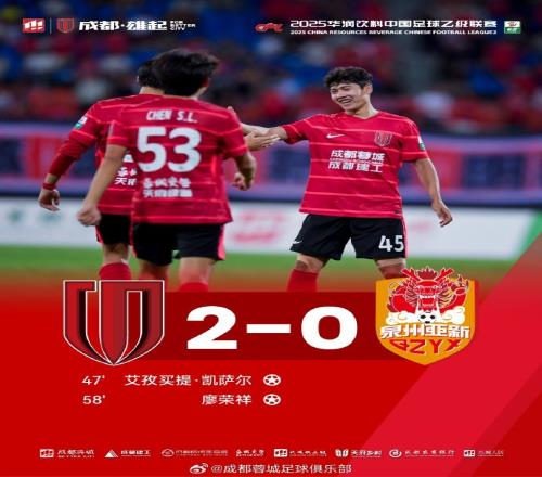 2025中乙联赛第18轮，成都蓉城B队20击败泉州亚新