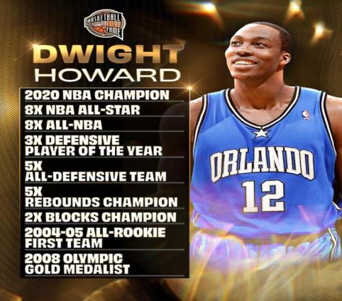 名人堂官方晒霍华德生涯荣誉图：20年总冠军+3次DPOY+5次篮板王