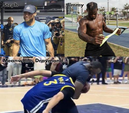 美媒调侃：库里和巴特勒都在备战新赛季，追梦在锁喉“普尔”