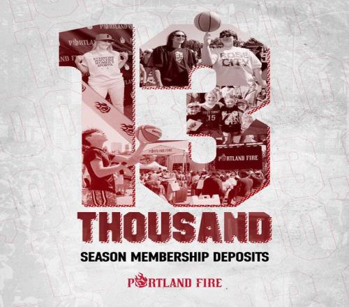 波特兰火焰官方：球队首个赛季季票定金预订数量破1.3万份
