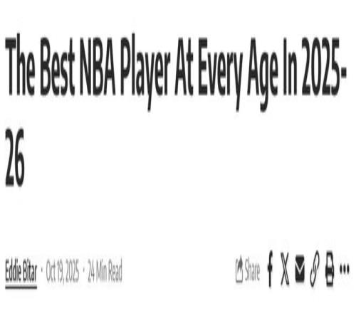 NBA现役各年龄最佳球星：37岁库里力压杜兰特独行侠3大状元齐入选