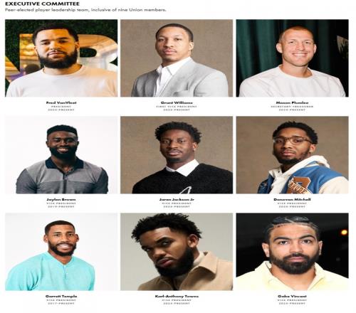 NBPA执行委员会九大成员：范乔丹+米切尔布朗文森特等7位副主席