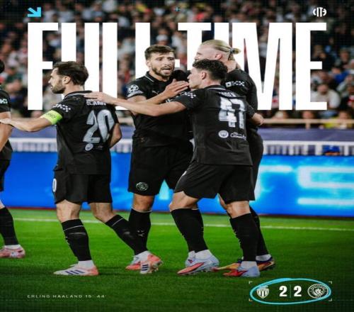 【欧冠】哈兰德梅开二度，戴尔绝平，曼城2比2摩纳哥