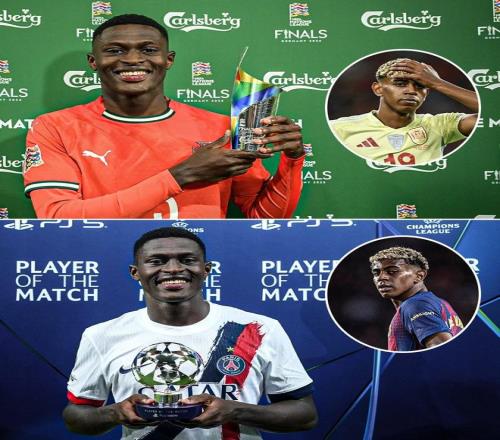 门德斯在欧国联和欧冠对位亚马尔，先后拿下全场最佳球员