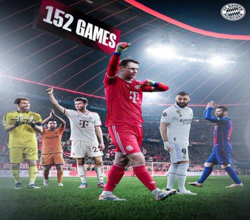 拜仁做海报庆诺伊尔欧冠出场纪录，却漏掉欧冠出场最多的C罗