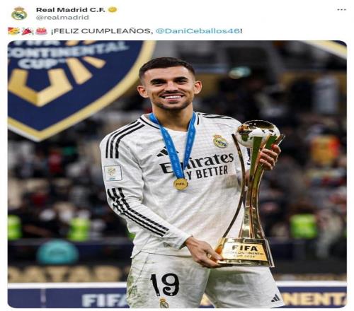 皇马官方祝塞巴略斯29岁生日快乐，球员为皇马出战192场斩获16冠