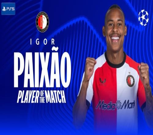 打进制胜进球！派修当选费耶诺德10AC米兰一役全场最佳