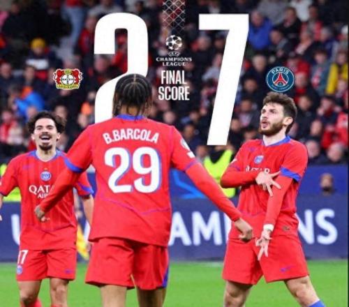 一场疯狂的欧冠对攻大战：巴黎72横扫勒沃库森