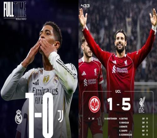 皇马10欧冠狂飙！送尤文连续7场不胜！利物浦51踢疯了终结4连败