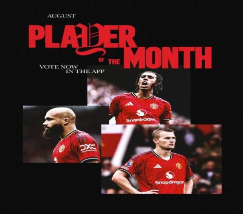 曼联官方公布8月最佳球员候选：姆伯莫在列，B费无缘