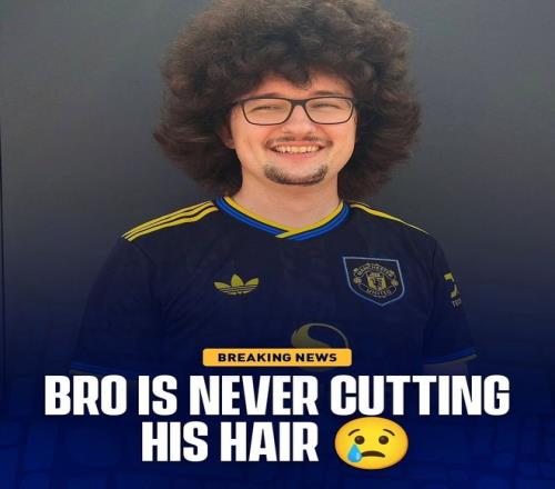 一英国老哥一年前发誓曼联五连胜就剪头，如今秀发远超费莱尼