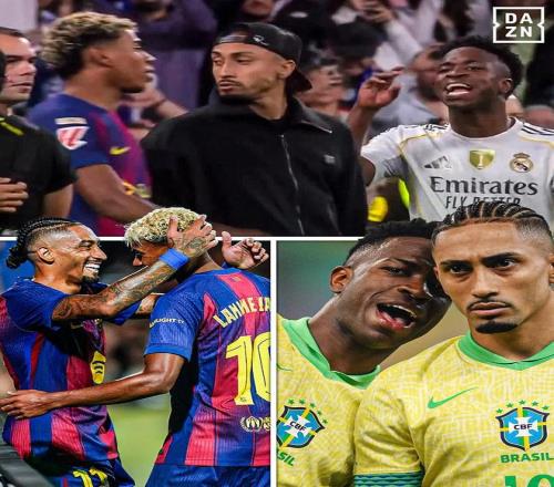 两难，拉菲尼亚入场帮亚马尔解围与国家队队友维尼修斯起争执