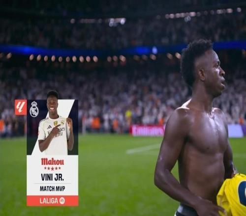 梅开二度，维尼修斯当选皇马vs比利亚雷亚尔全场最佳