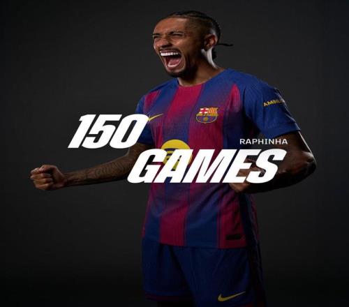 里程碑，拉菲尼亚迎来巴萨生涯第150次出场