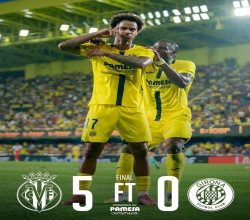 布坎南戴帽！比利亚雷亚尔50赫罗纳，两轮全胜净胜7球登顶积分榜