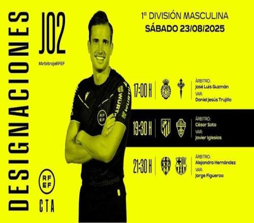 周六西甲裁判：埃尔南德斯埃尔南德斯执法巴萨客战莱万特