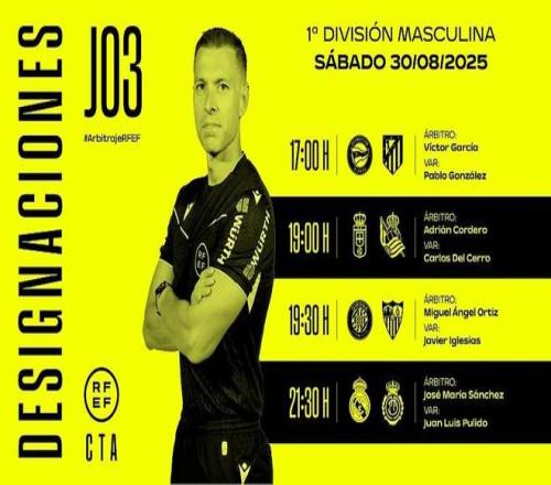 周六西甲裁判：何塞桑切斯执法皇马，维克托加西亚执法马竞