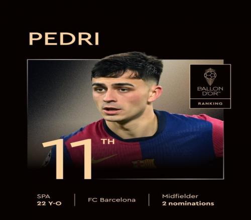 金球第1122岁佩德里上赛季：国内3冠+巴萨60场出战59场6球8助