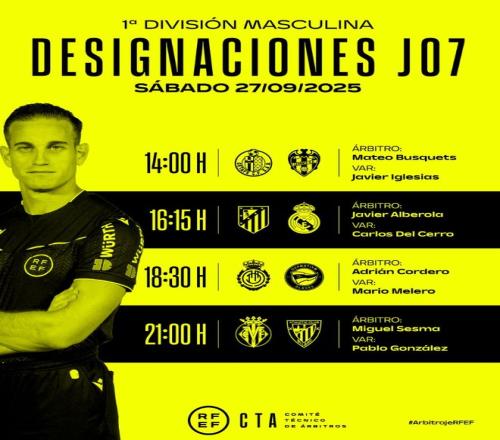 官方：罗哈斯将主哨马德里德比，德尔塞罗担任VAR助理裁判