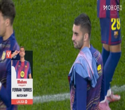 梅开二度！费兰托雷斯当选巴萨30赫塔费一役全场最佳