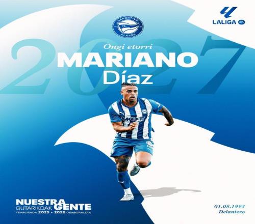 官方：阿拉维斯正式签下前皇马前锋马里亚诺，双方签约至2027年