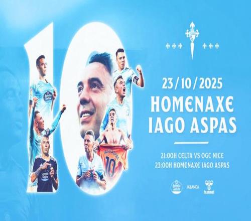 塞尔塔官方：将在本周欧联杯赛后，向队史出场王阿斯帕斯致敬