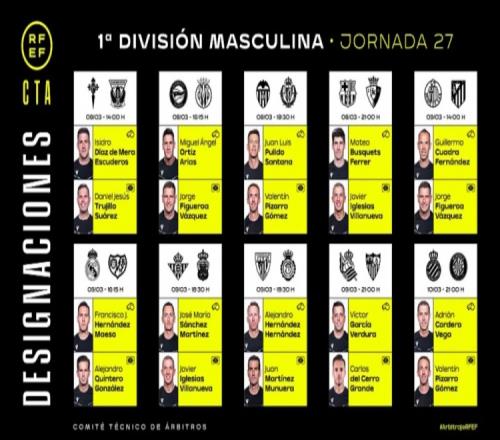 西甲第27轮裁判：费雷尔主裁巴萨VS奥萨苏纳，梅索执法皇马