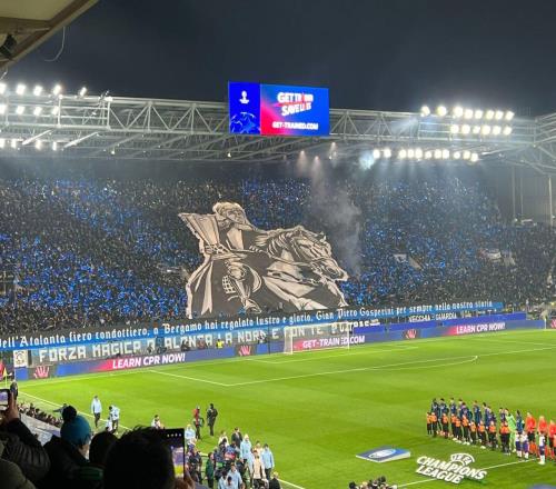 亚特兰大球迷Tifo致敬加斯佩里尼:骄傲的领袖,给我们声望和荣耀