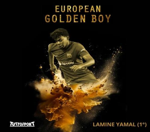 最大热门,金童奖官推晒亚马尔海报,配文:我们都很欣赏你