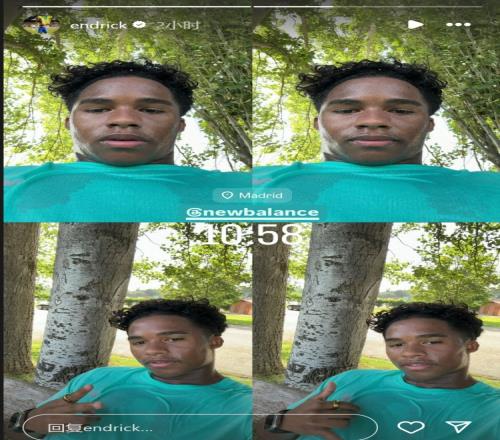 提前适应环境!恩德里克社媒晒自拍照,定位显示已在马德里