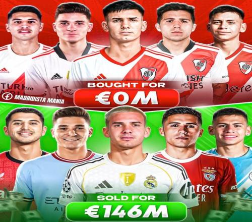 小蜘蛛、恩佐等5将均出自河床青训，最终卖出1.46亿欧