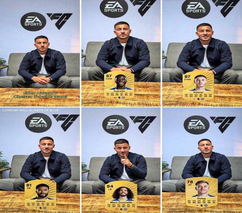 阿扎尔选切尔西现役五人小队：凯塞多、帕尔默、里斯在列