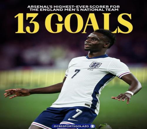 萨卡破86年纪录，三狮队史第一枪手