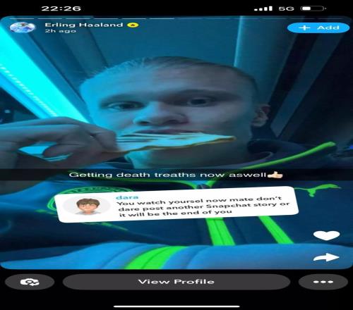 哈兰德分享威胁信息：现在我也开始收到死亡威胁了