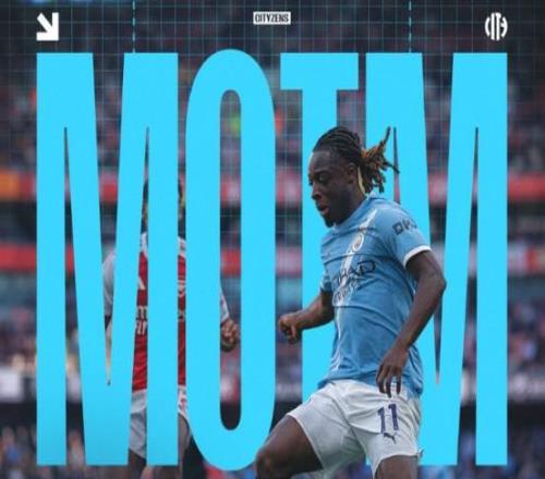 7次过人5次成功，多库当选与阿森纳一役曼城队内最佳球员