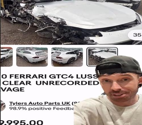 安东尼奥此前车祸的法拉利残骸，被挂在网上4万磅出售