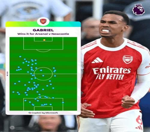 英超官方晒加布里埃尔触球分布，仅在对方禁区触球1次就完成绝杀