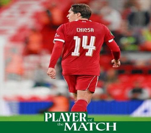 两送助攻，基耶萨当选与南安普顿一役利物浦队内最佳球员