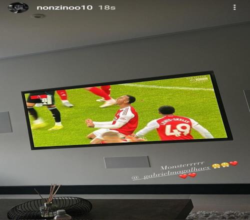 场下见证绝杀，马杜埃凯社媒称赞加布里埃尔：“野兽”