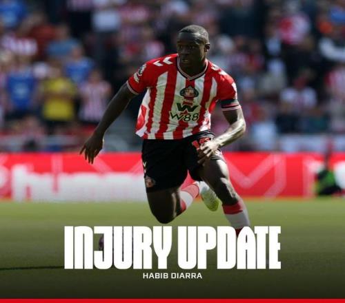 桑德兰官方：球队夏窗标王迪亚拉腹股沟受伤，将缺席至少两月