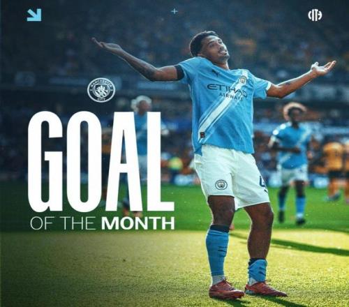 官方：赖因德斯对阵狼队的进球当选曼城队内8月最佳进球