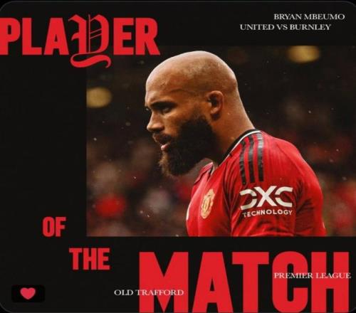 打入曼联生涯首球，官方：姆伯莫当选曼联32伯恩利队内最佳球员