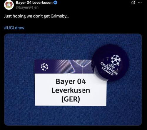 杀人诛心，勒沃库森官方说不想抽到格林斯比