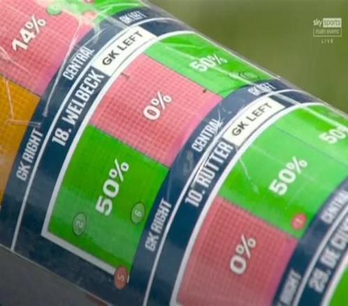 皮克福德的水瓶上贴有对手罚点习惯，他借此扑出维尔贝克点球